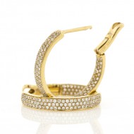0.68 Cts. 14K Yellow Gold Inside Out Diamond Hoop Earrings